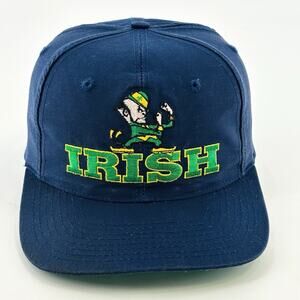 Vintage NOTRE DAME Fighting Irish Hat Cap SnapBack Script Leprechaun Twill NCAA